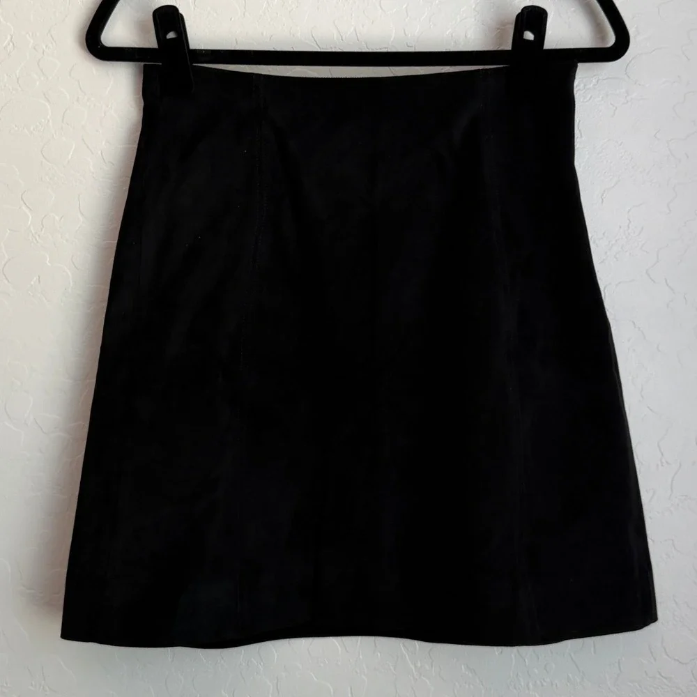 Babaton Women's Hopper Faux Suede Mini Skirt Black Sz 4